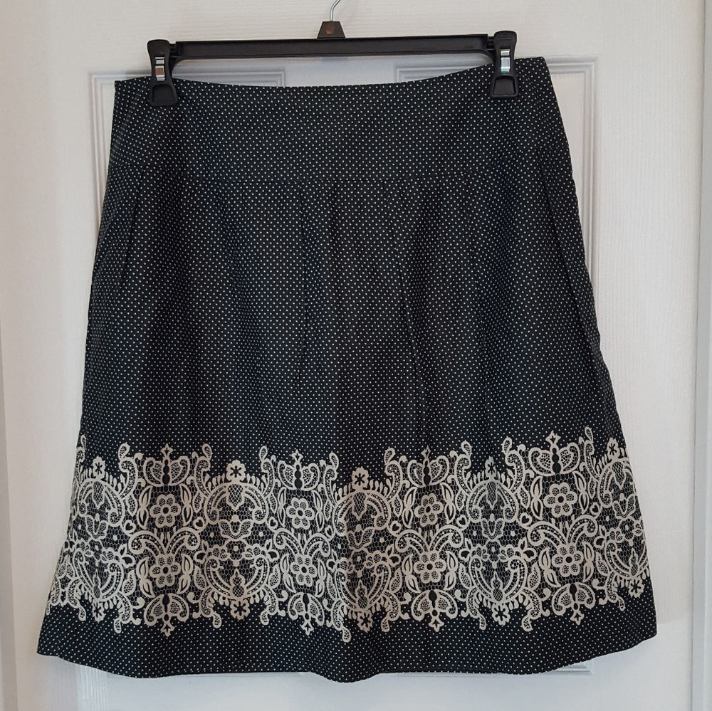 Ann Taylor loft Petites Black Polka Dot Skirt